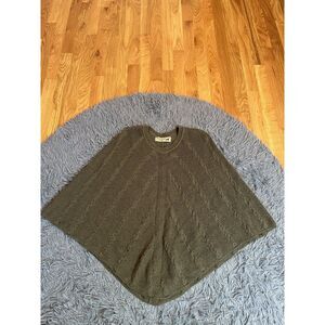 Peruvian Link Mossy Green 100% Alpaca Poncho Sweater